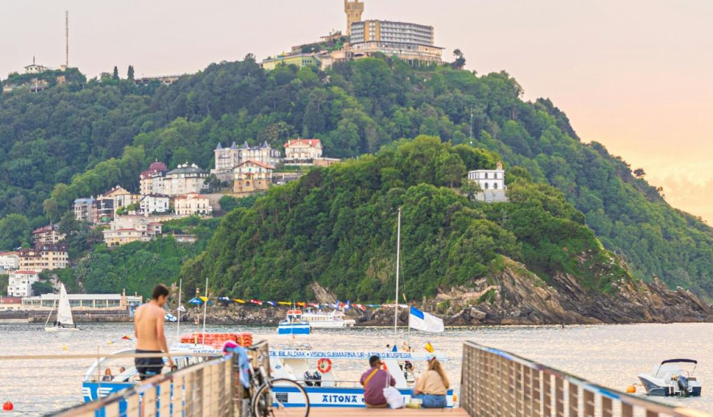 Pier with a View of the Hill and Sea

