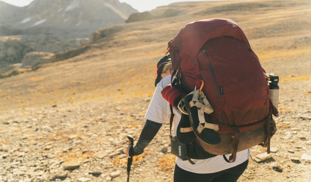 Hiker on Teton Crest Trail in Wyoming