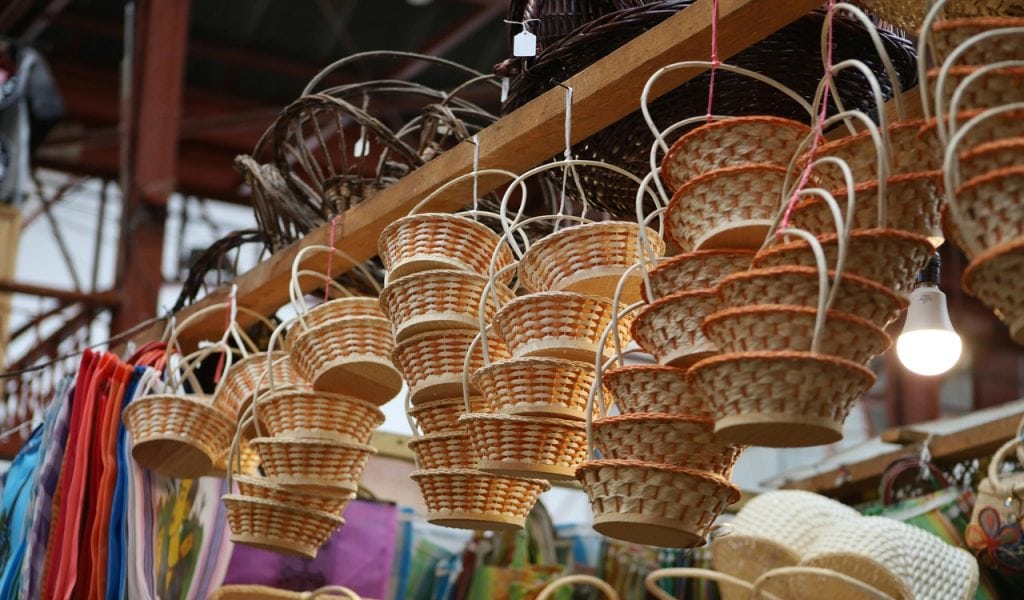 8 State Fairs with Big October Weekends – Her Life Adventures Handcrafted Wicker Baskets in Indoor Market Display