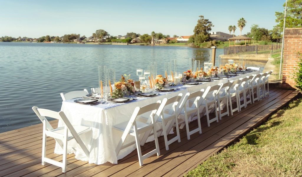 Elegant Outdoor Lakefront Wedding Reception in New Orleans
