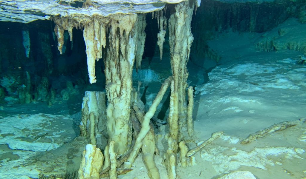 Formations rocheuses dans la grotte sous-marine