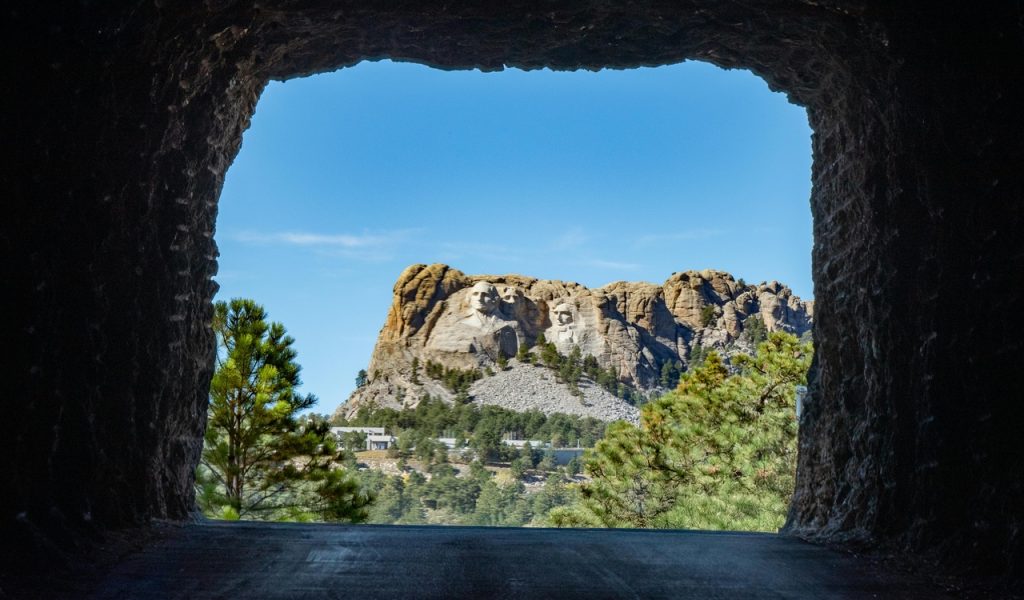 Vue du tunnel du mont Rushmore dans le Dakota du Sud