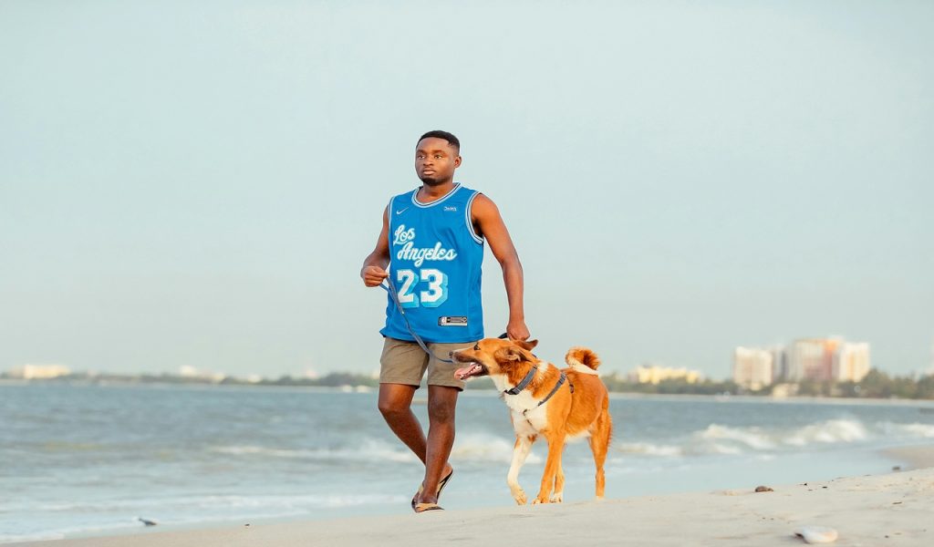 Man Walking with Dog 
