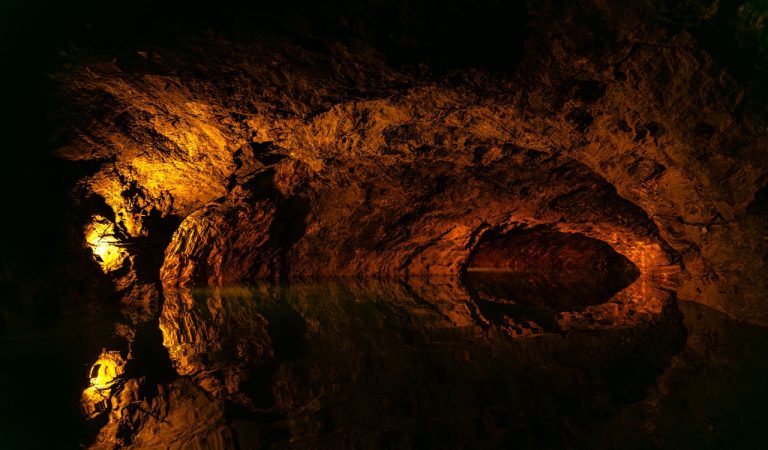 Mysterious Underground Cave with Reflections