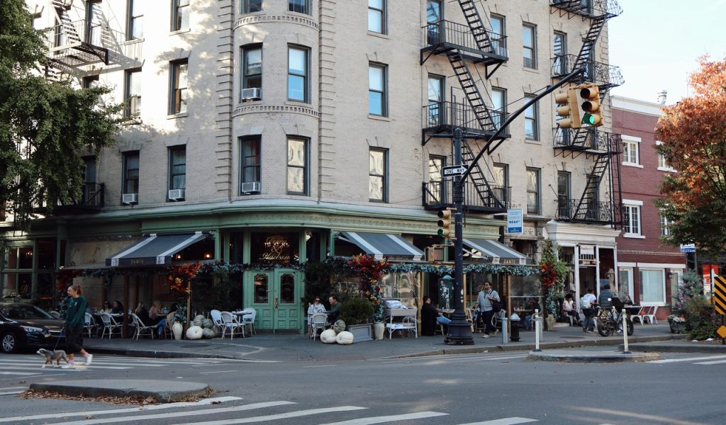 Charming New York City Cafe on Street Corner
