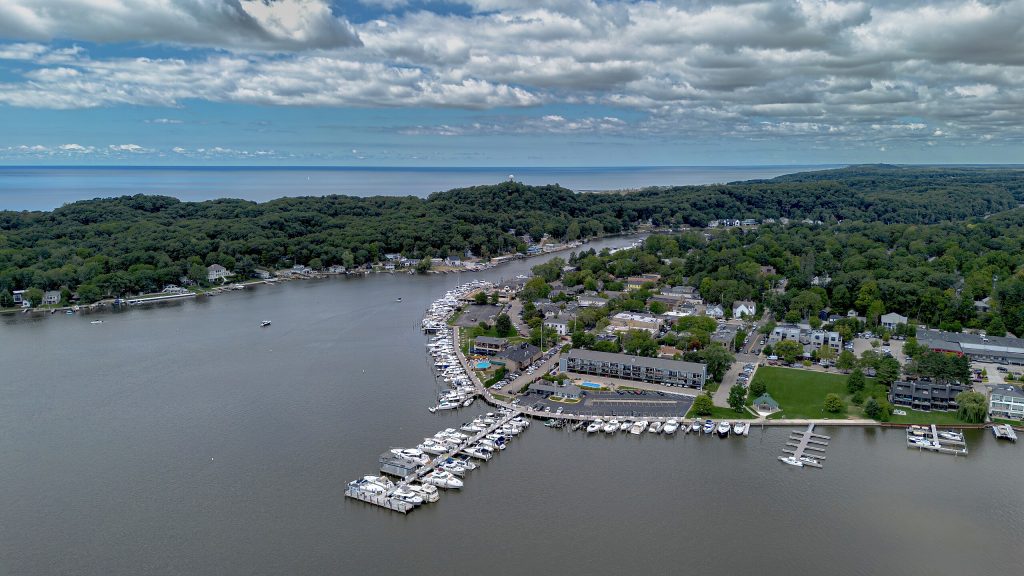 Aerial view of Saugatuck, Michigan