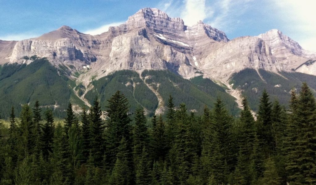 East aspect of Mount Rundle showing summit

