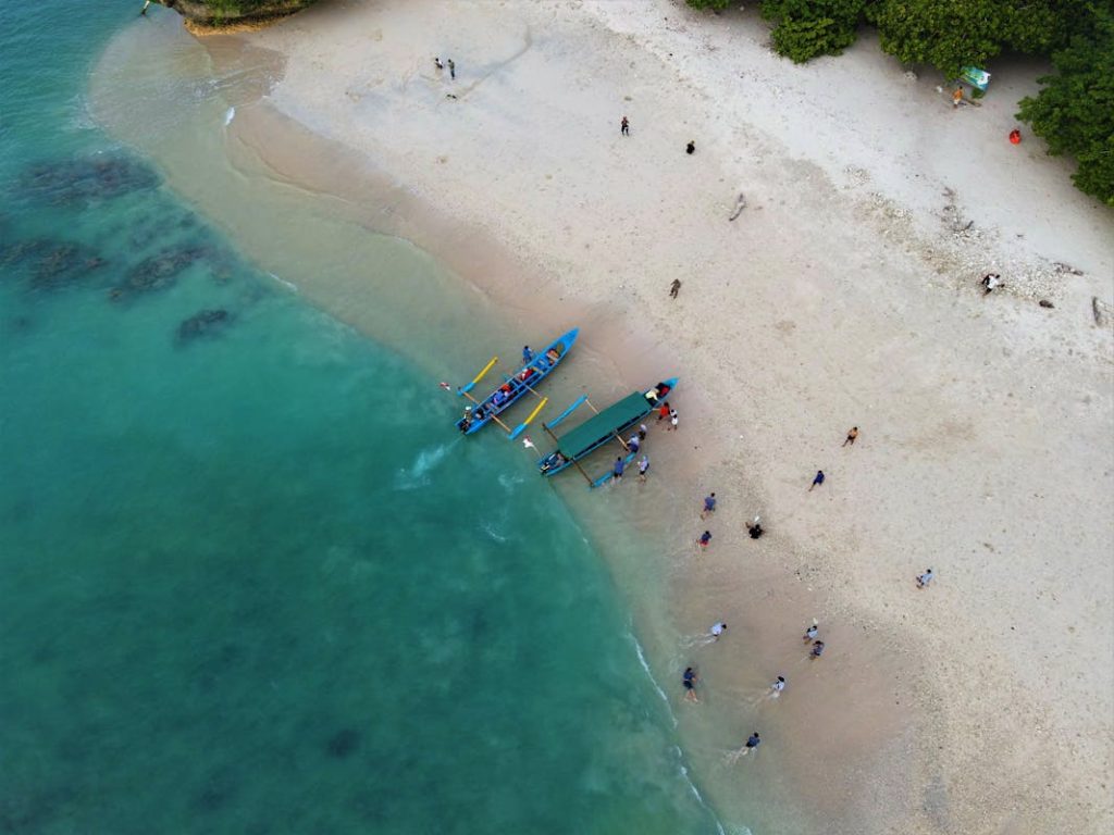 Drone Shot of People on the Shore