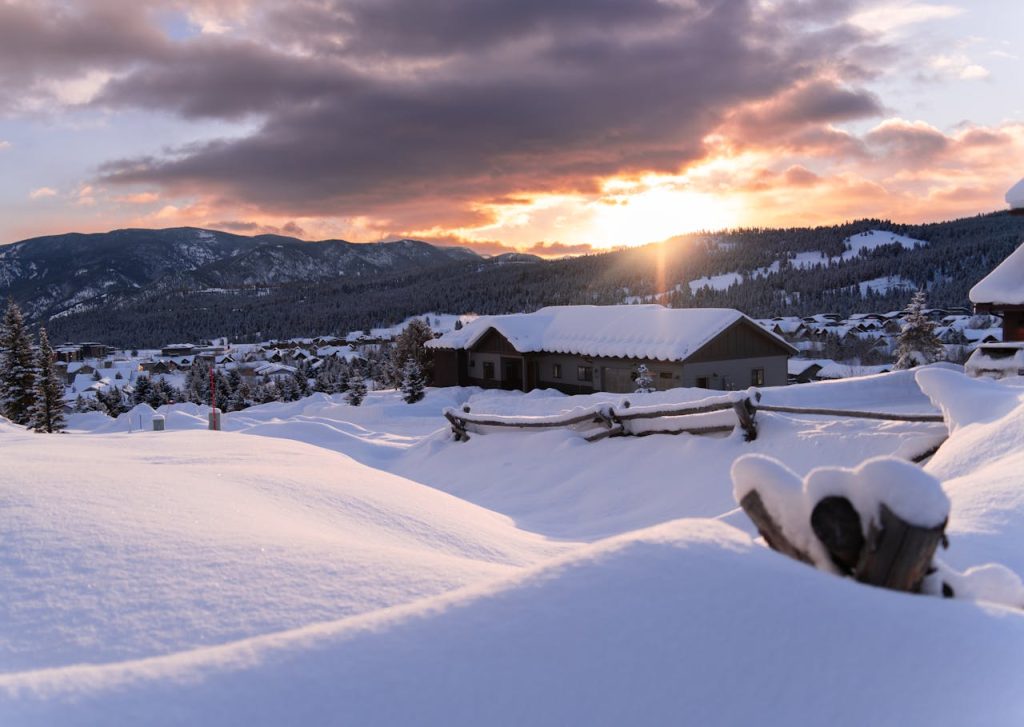 Stunning Winter Sunset Over Big Sky Montana