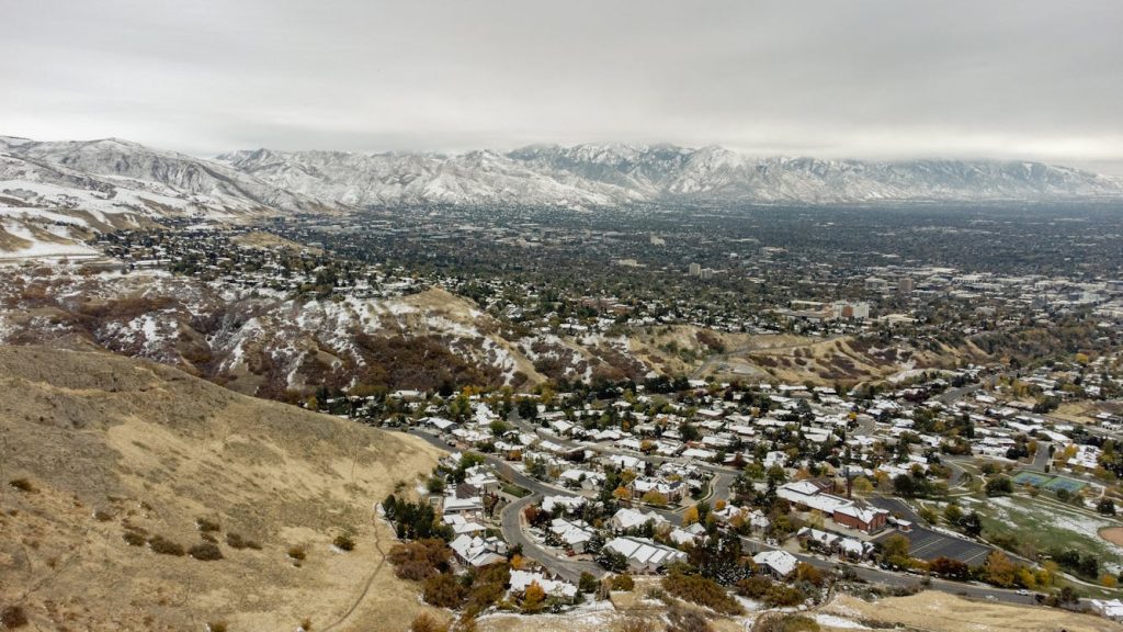 Town and Mountains Landscape
