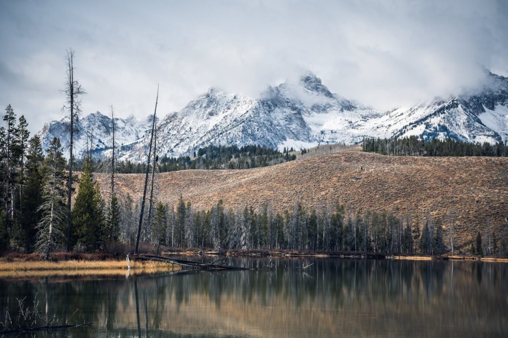 Photo of Lake Near Mountain Covered With Snow

