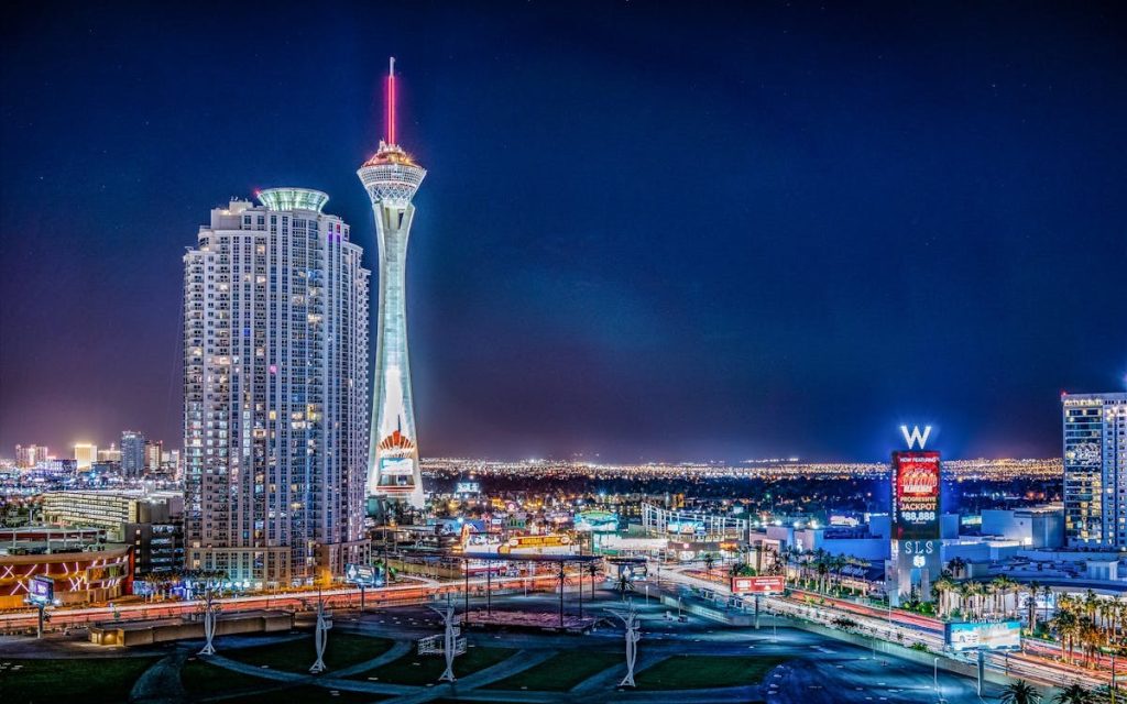 View of Metropolitan Area at Night in Las Vegas