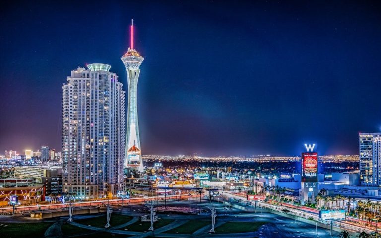 View of Metropolitan Area at Night in Las Vegas