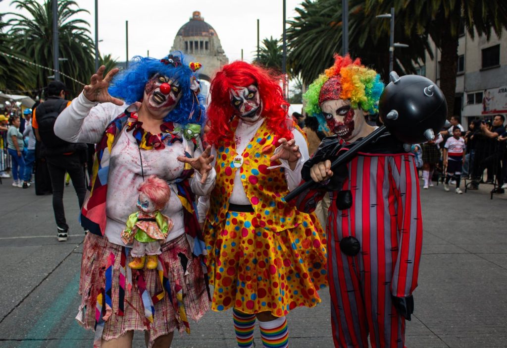 Colorful Clowns Posing at Day of the Dead in Mexico City