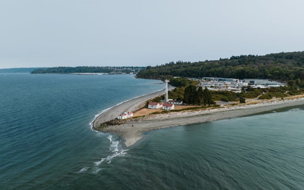 Houses on Secluded Island in Sea