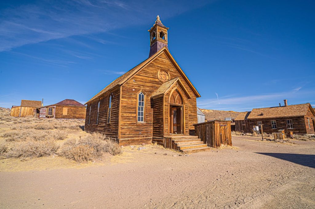 Historic Wooden Church in Bodie Ghost Town