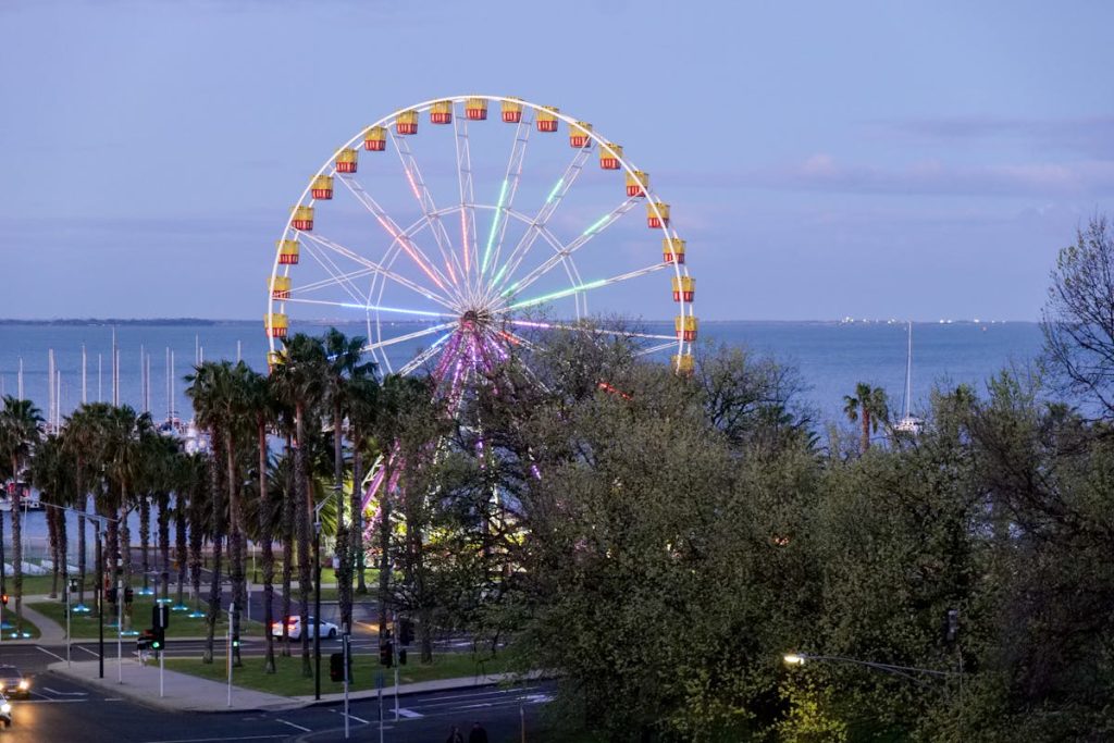Colorful Ferris Wheel at Twilight in Geelong