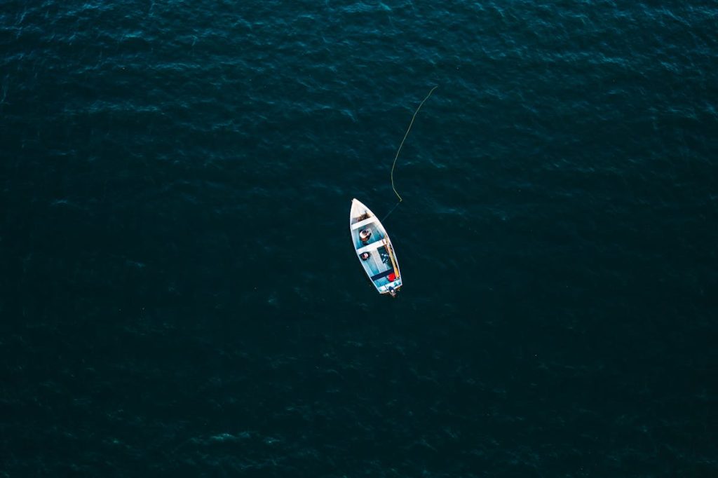 Top View Photo of Boat on Ocean