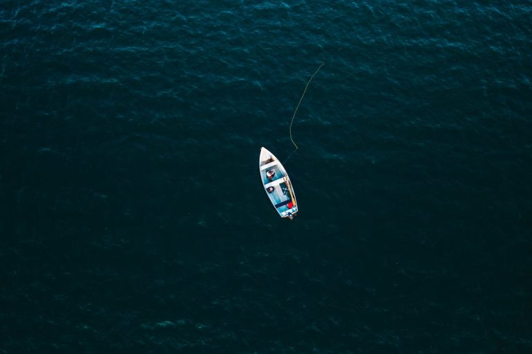 Top View Photo of Boat on Ocean