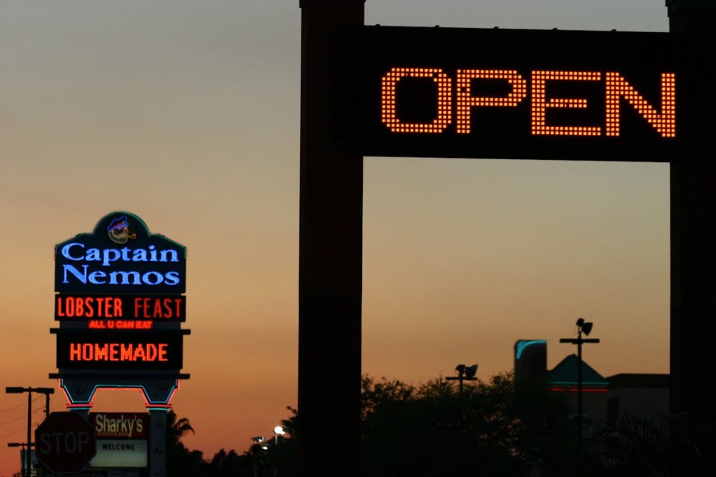 Neon Signs at Sunset in Kissimmee Florida