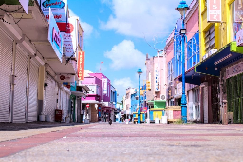 Colorful Street Scene in Bridgetown, Barbados