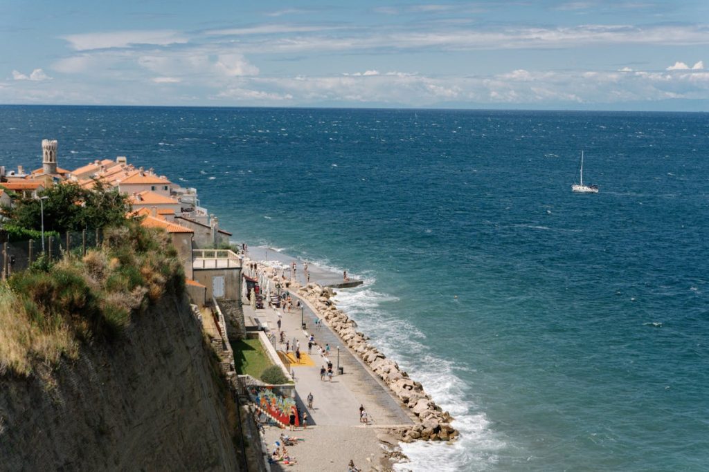 Scenic View of Piran Coastline with Blue Sea