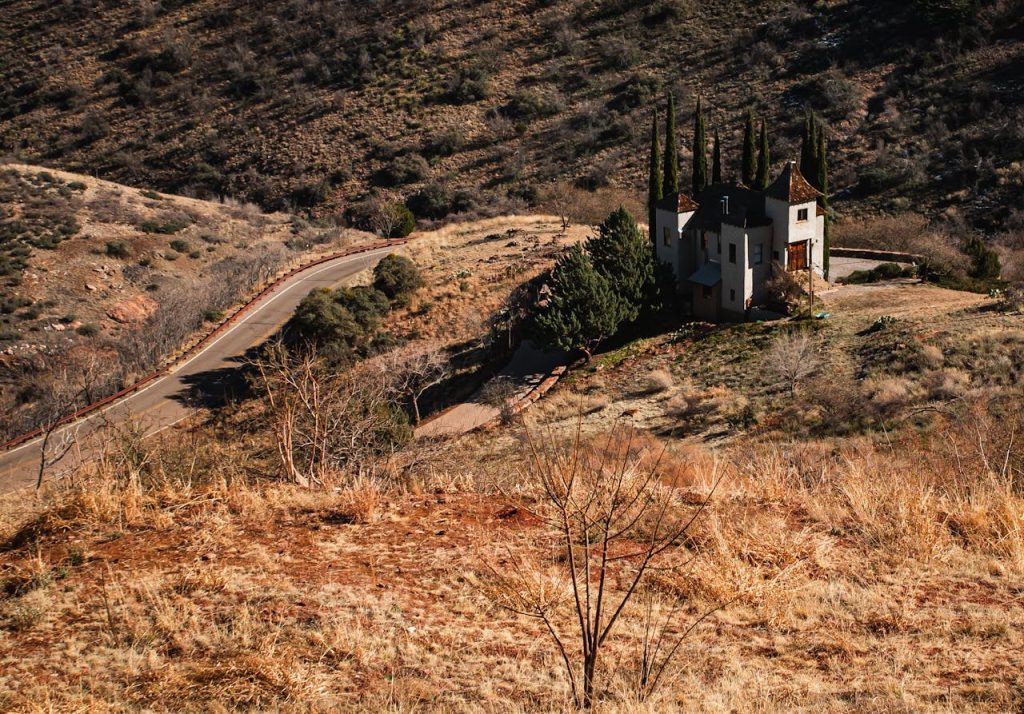 View of the Powder Box Church in Jerome Arizona
