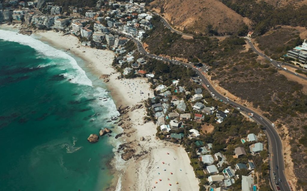 Aerial View of City Near the Ocean