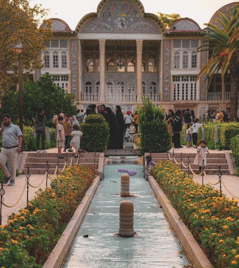 Eram Garden in Shiraz with Visitors Enjoying Sunset