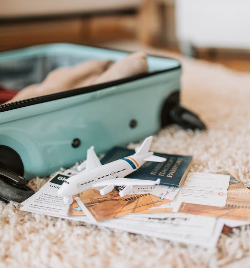 Blue Suitcase on the Floor
