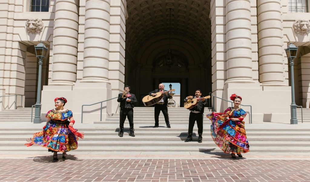 Dancers and Musicians in Traditional Clothing
