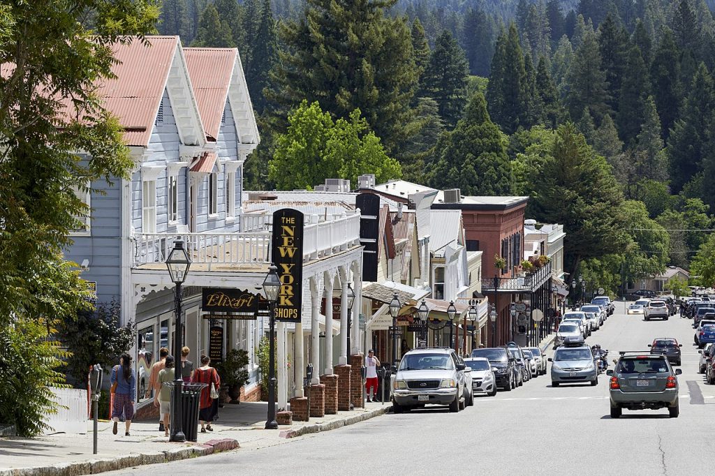 Broad Street Downtown Area in Nevada City, California.
