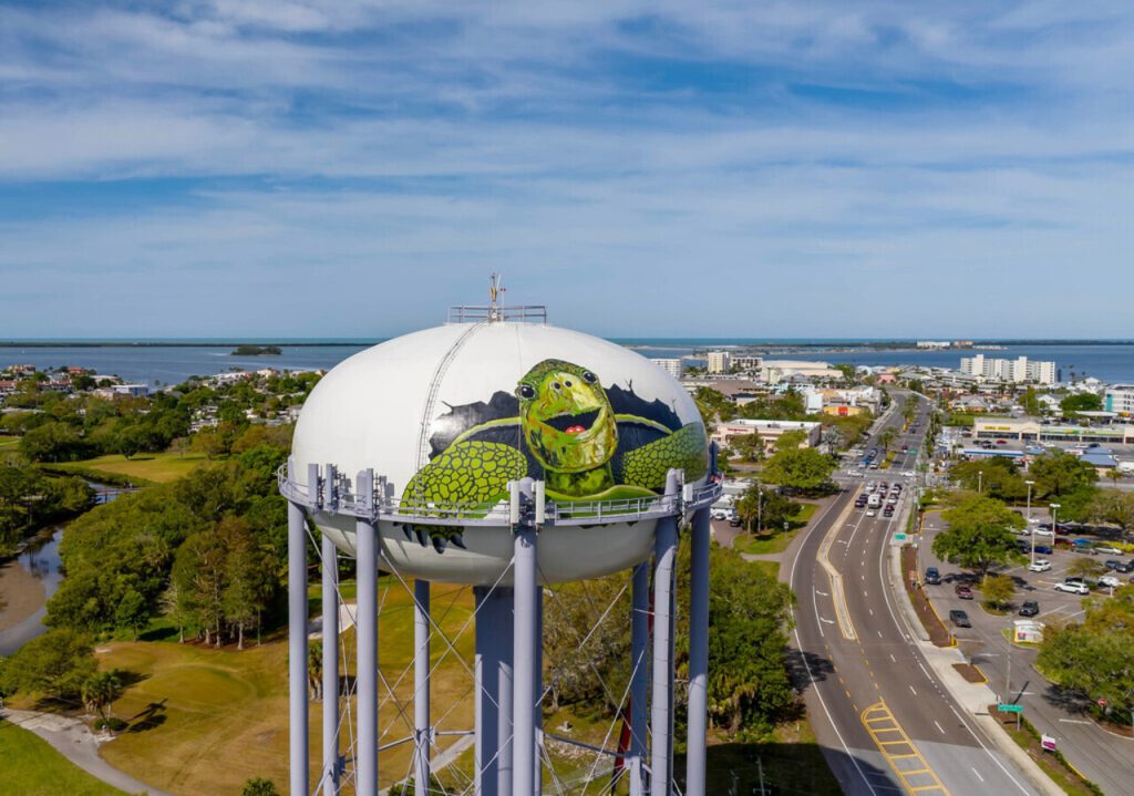 The Brightly Painted Water Tower