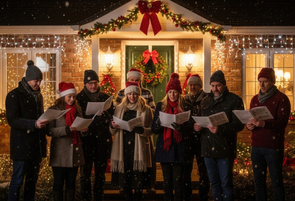 A group of carolers singing