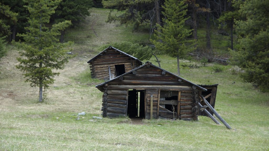 Cabins in the ghost town of Garnet, Montana, USA