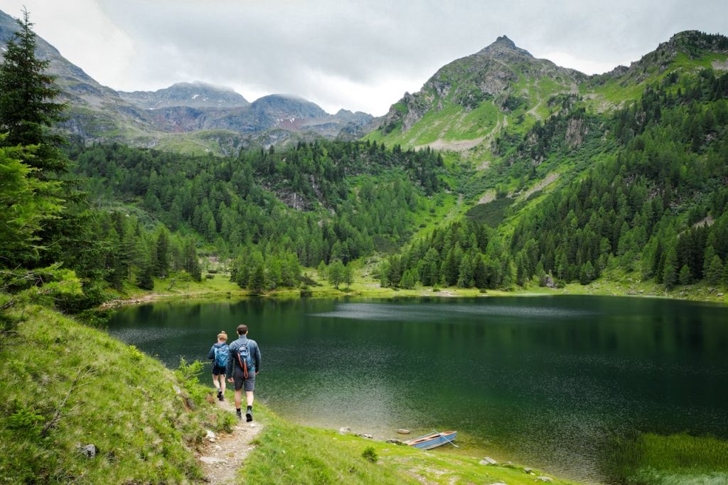 Tranquil Hiking Scene by Alpine Lake in Austria