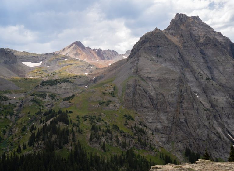 A mountain range with a large mountain in the middle