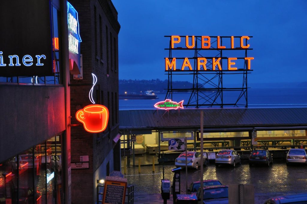 actual Public Market sign, which is the most recognizable part of Pike Place.