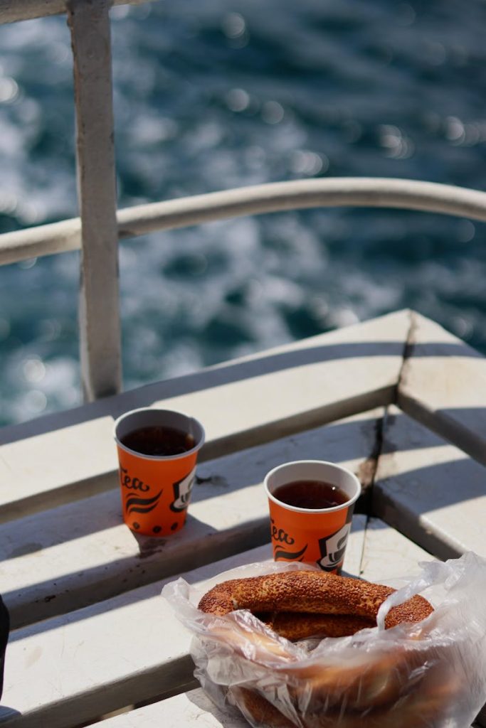 Tea and Simit on a Ferry by the Sea