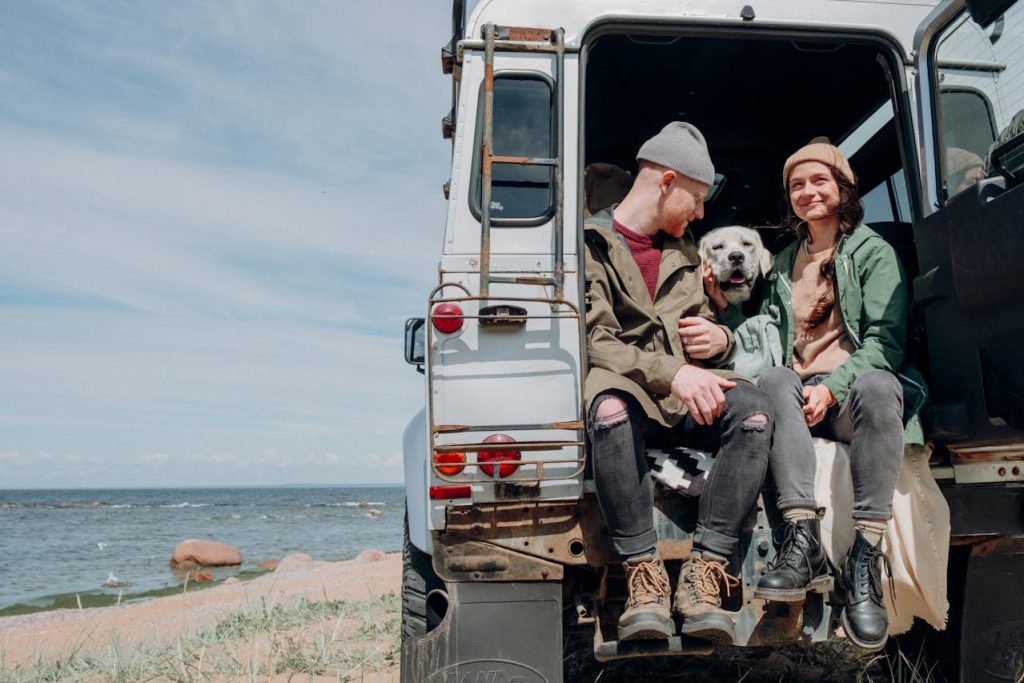 A family vaccation with their dog