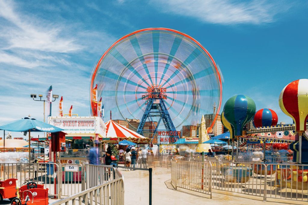 Colorful Summer Day at Coney Island Amusement Park
