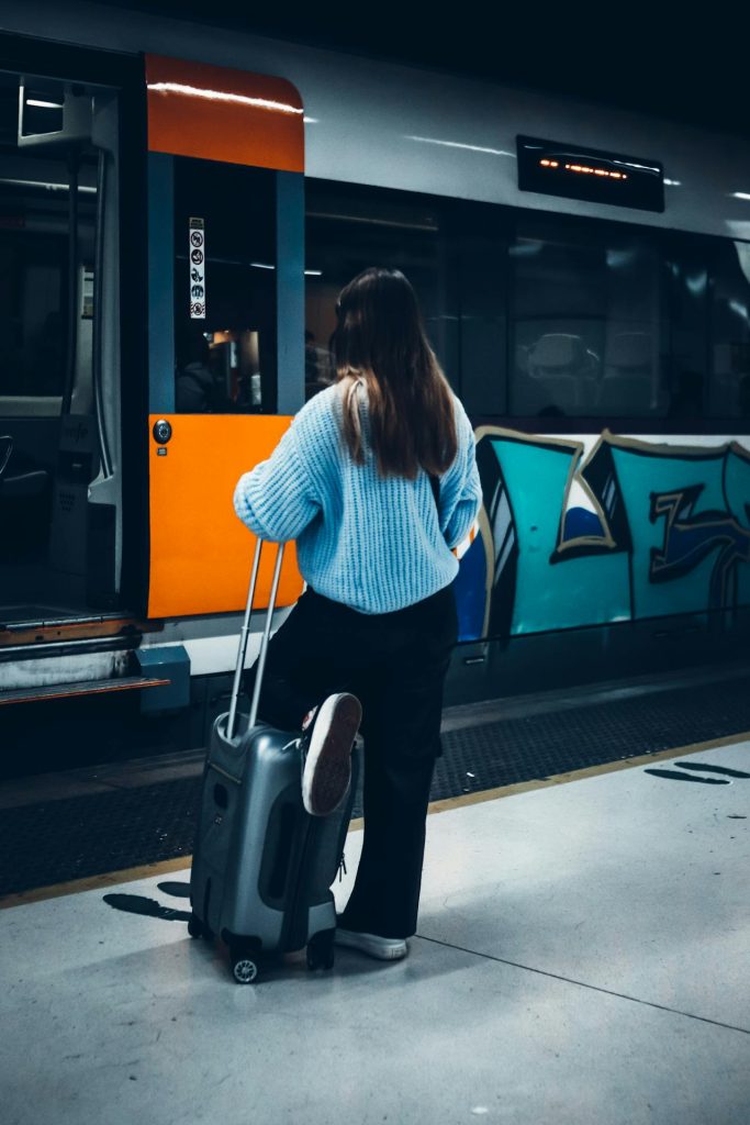 A low step onto a train showing easy boarding.