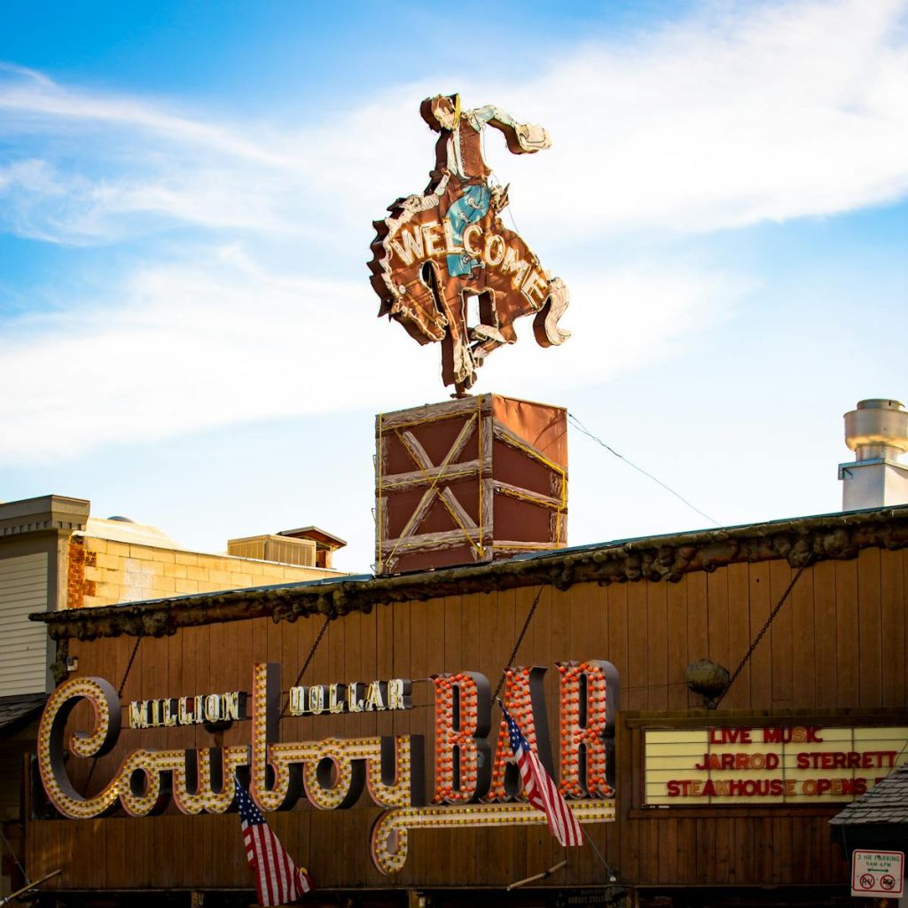 View of the Million Dollar Cowboy Bar in Jackson Hole, Wyoming, USA