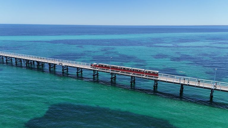Busselton Jetty with Red Train in Western Australia