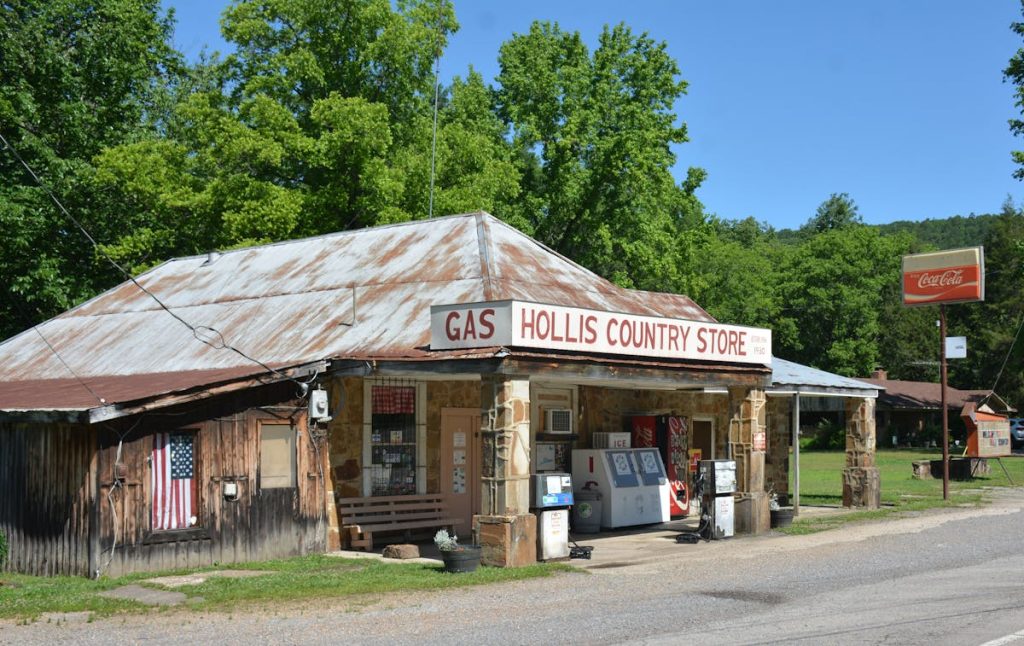 Vintage Hollis Country Store with Gas Pumps