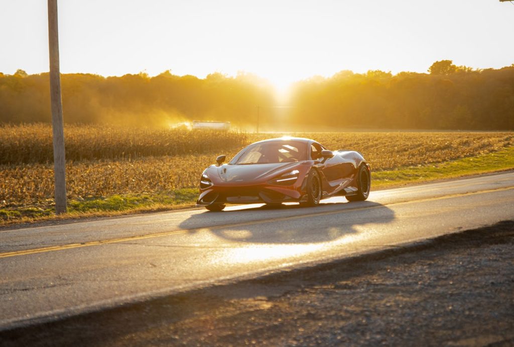 Luxury Supercar Driving at Sunset in Kansas City