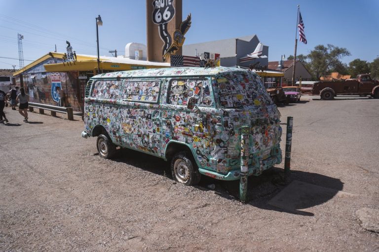Vintage Van with Stickers on Route 66