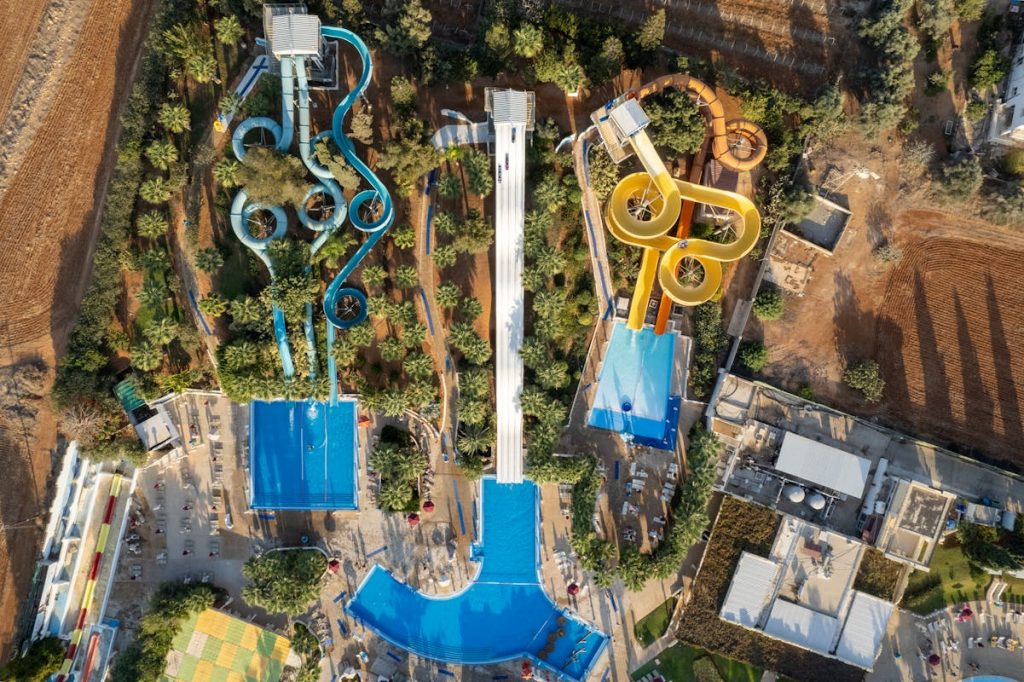 Water Slides and Swimming Pools of Tourist Resort