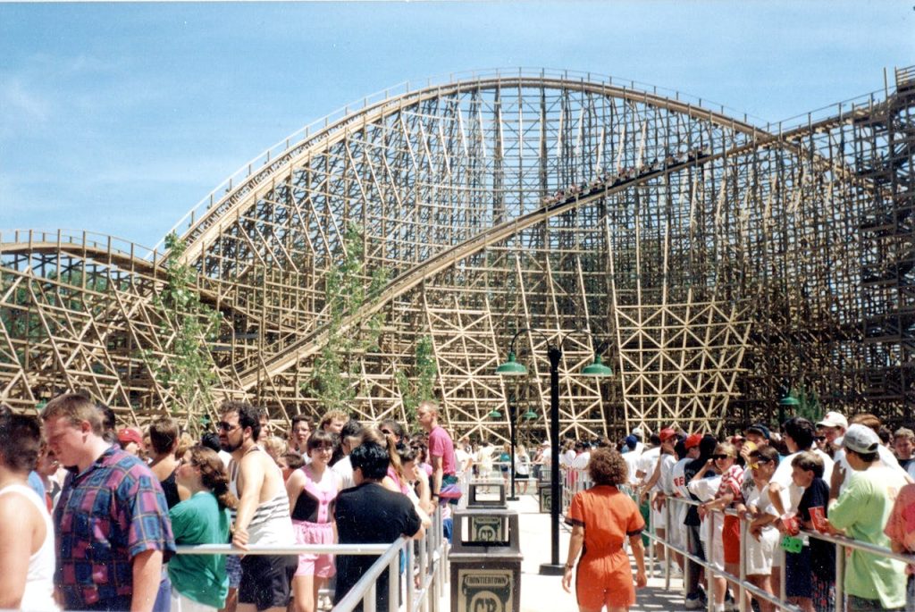 Crowd at Cedar Point's Iconic Wooden Roller Coaster