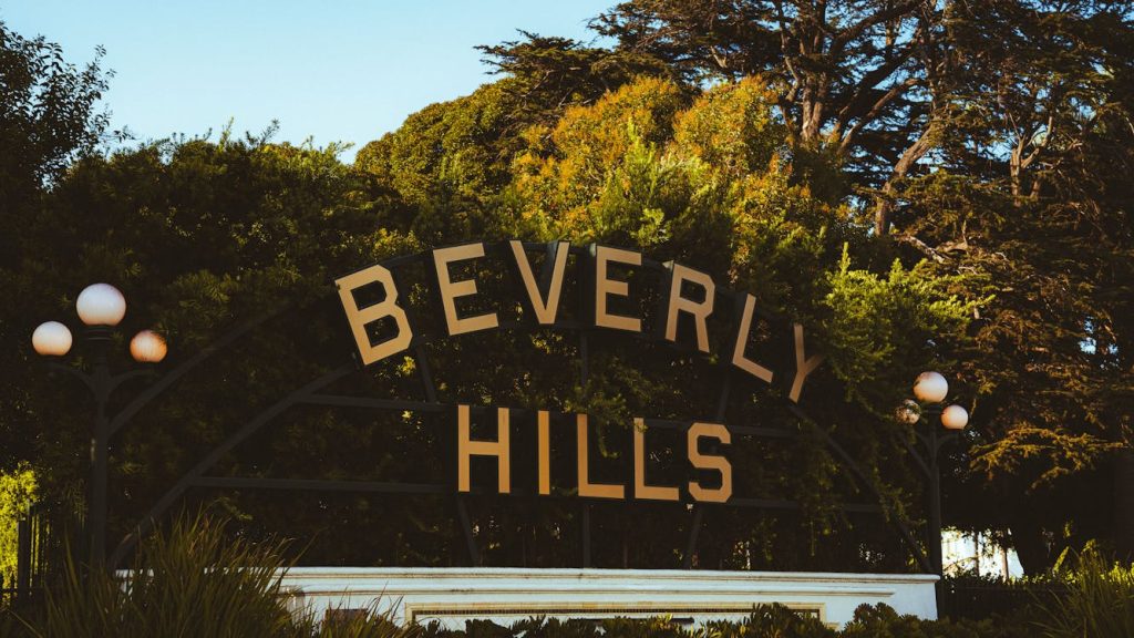 Iconic Beverly Hills Sign Surrounded by Trees